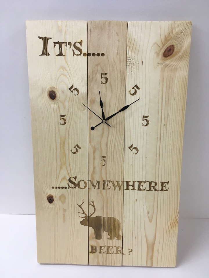 wood clock 5oclock